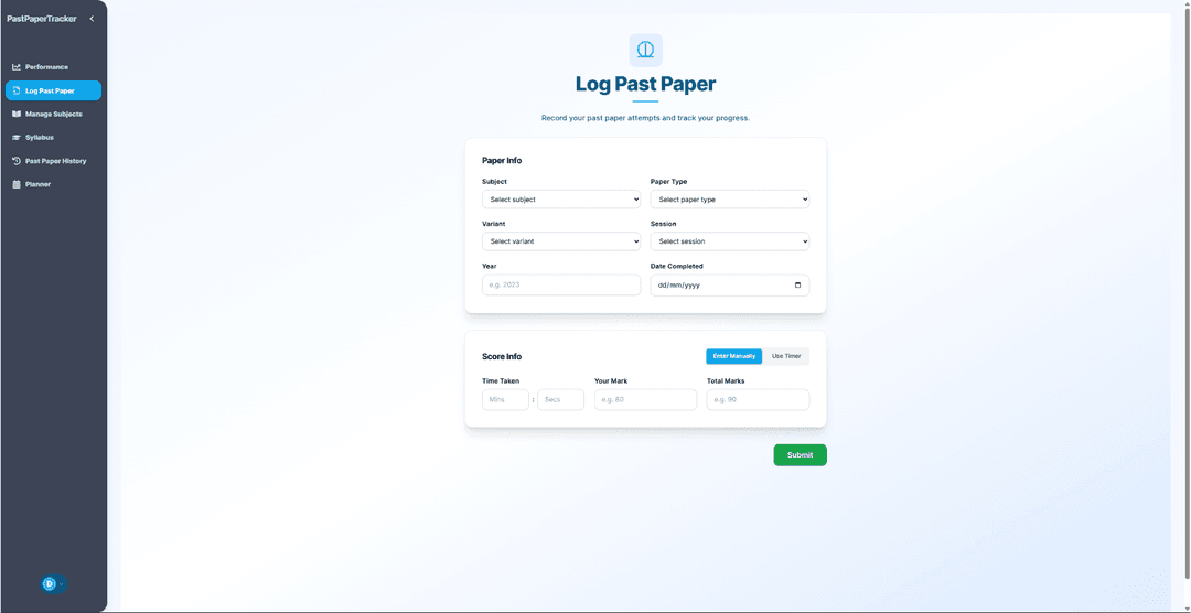Log Past Paper Screenshot