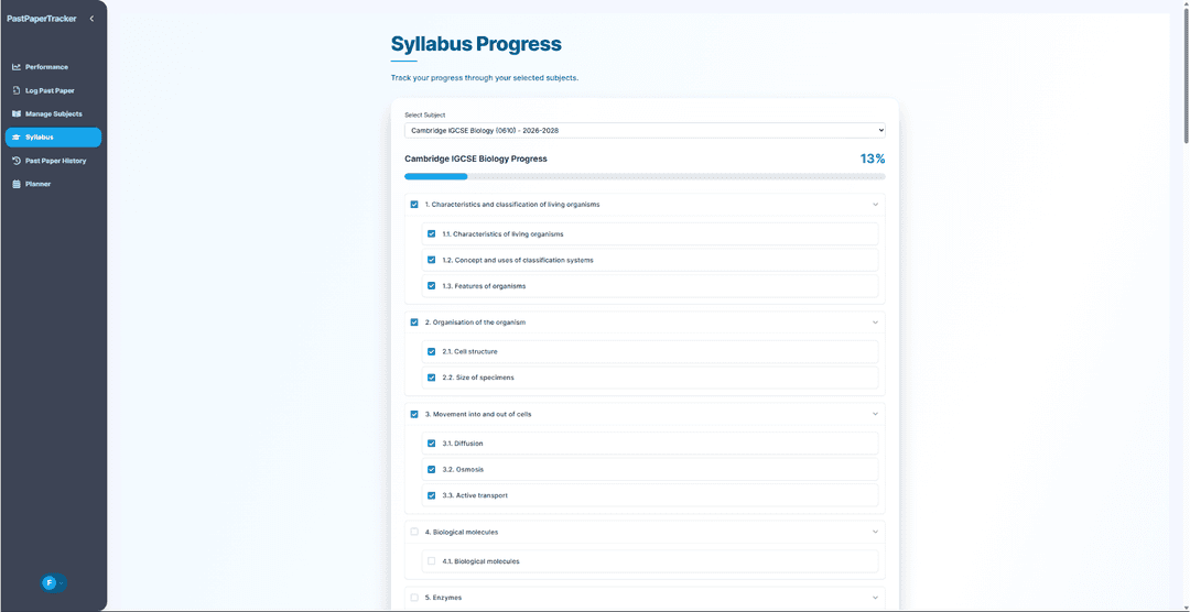 Syllabus Progress Tracker Screenshot